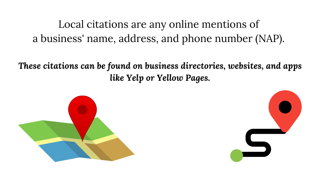 Image illustrating 'What Are Local Citations?': A conceptual visual with icons representing a business, address, phone, and online mentions, highlighting the concept of local citations on directories, websites, and apps.
